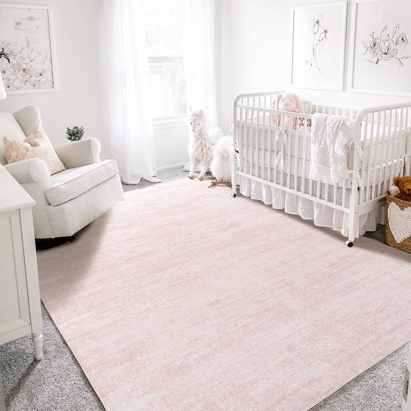 Light Pink Rug 5x7 for Nursery Bedroom,Abstract Cute Modern Washable Boho Area Rugs for Girls Room,Blush