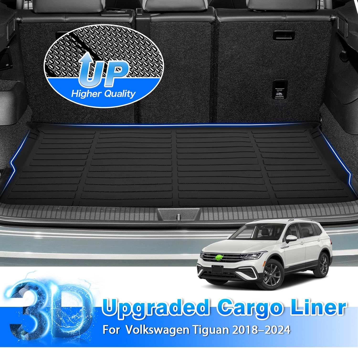 Floor Mats for Volkswagen Tiguan 2018-2023 2024 (Only for 5 Seater) All Weather Cargo Liner for Tiguan Accessories TPE Car Floor Mats Carpet Protection - Image 5