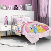 Jay Franco Disney Princess Rainbow 5 Piece Twin Bed Set - Includes Comforter & Sheet Set - Bedding Features Aurora, Belle, & Cinderella - Super Soft Fade Resistant Microfiber - Image 6