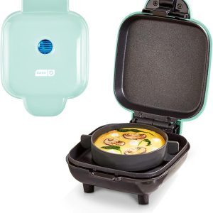 DASH Deluxe Sous Vide Style Egg Bite Maker with Silicone Molds for Breakfast Sandwiches, Healthy Snacks or Desserts, Keto & Paleo Friendly, (1 large, 4 mini) - Aqua