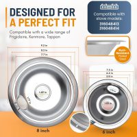 Electric Stove Drip Pans Set of 4 (2 x 6-Inch & 2 x 8-Inch) Replacement Chrome Drip Pans for Electric Stove Compatible with Frigidaire, Kenmore, Tappan & More - Stove Burner Drip Pan Replacements - Image 2