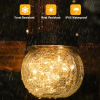 PARTPHONER Solar Lanterns Solar Lights Outdoor Waterproof 6-Pack, Solar Powered Hanging Lights Cracked Glass Hanging Globes for Christmas Decoration, Shepherd Hook, Garden Tree Ornaments - Image 3