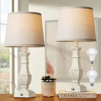 ROTTOGOON Dimmable Table Lamps Set of 2, Rustic Farmhouse Table Lamps for Living Room Bedroom, Bedside Desk Lamps for End Tables, Touch Lamps for Nightstand, 9W Bulbs Included, 22", Antique White - Image 6
