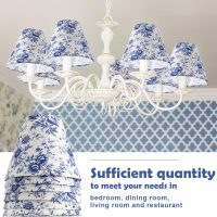 VIHOSE 6 Pcs Chandelier Shades Small Chinoiserie Lamp Shade French Countryside Toile Clip Bulbs Lampshade 3 x 6 x 5 Inch Lamp Chimney Cover for Chandelier Farmhouse (Blue Floral) - Image 5