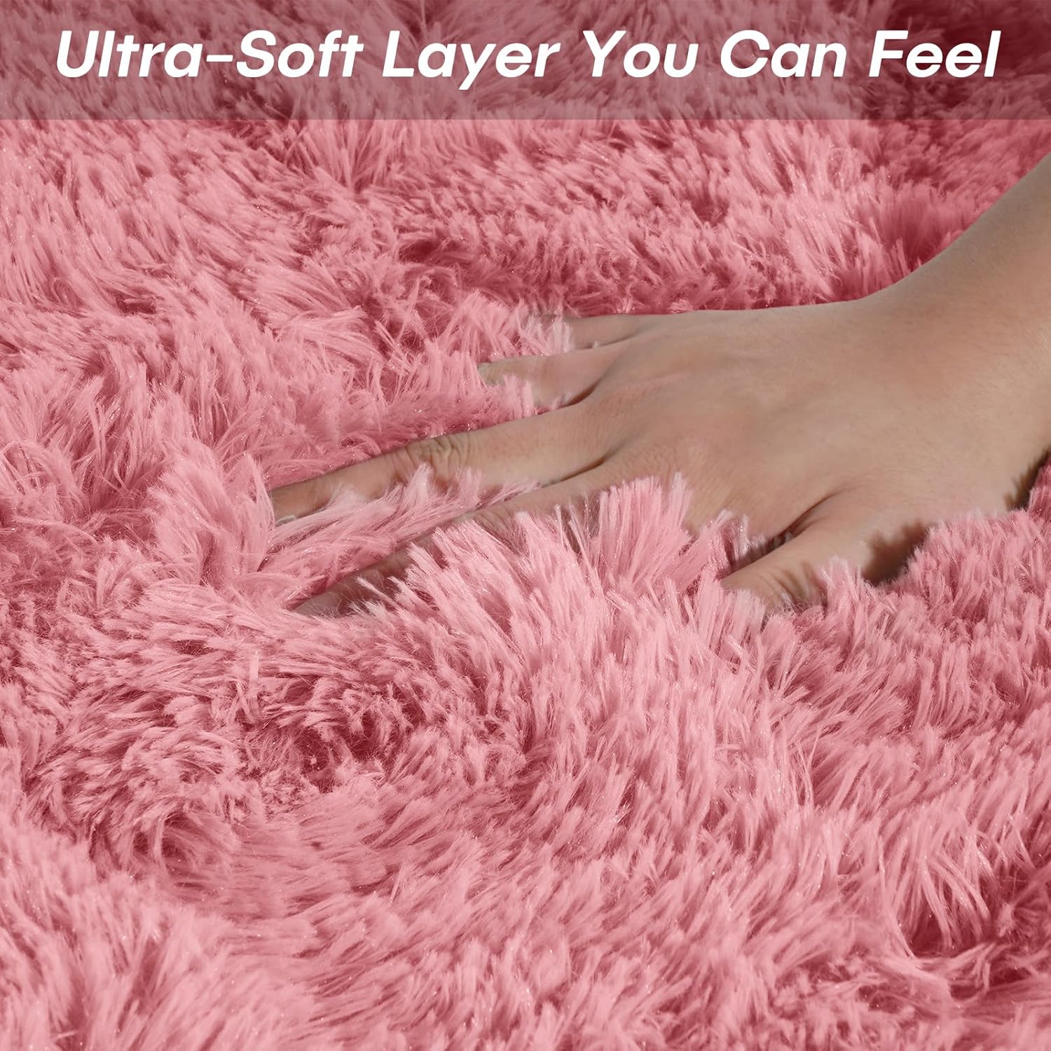 FVVRAX 4x6 ft Ultra Soft Shag Area Rug - Plush Fluffy Non-Shedding Carpet for Bedroom & Living Room, Modern Home Decor Bedside Rug for Kids Nursery Dorms, Easy Clean, Pink - Image 3