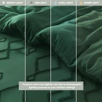 Andency King Size Comforter Set, 3 Pieces Dark Emerald Green Boho Tufted Geometric Shabby Chic Bedding, Soft Fluffy Farmhouse Bed Set, Jacquard Textured Comforter for All Season (104x90 Inch) - Image 4