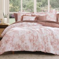 Queen Comforter Set -7 Pieces Pink Floral Comforter Set for All Seasons, Bed in a Bag Queen with Botanical Flowers Comforter, Sheets, Pillowcases & Shams - Image 8