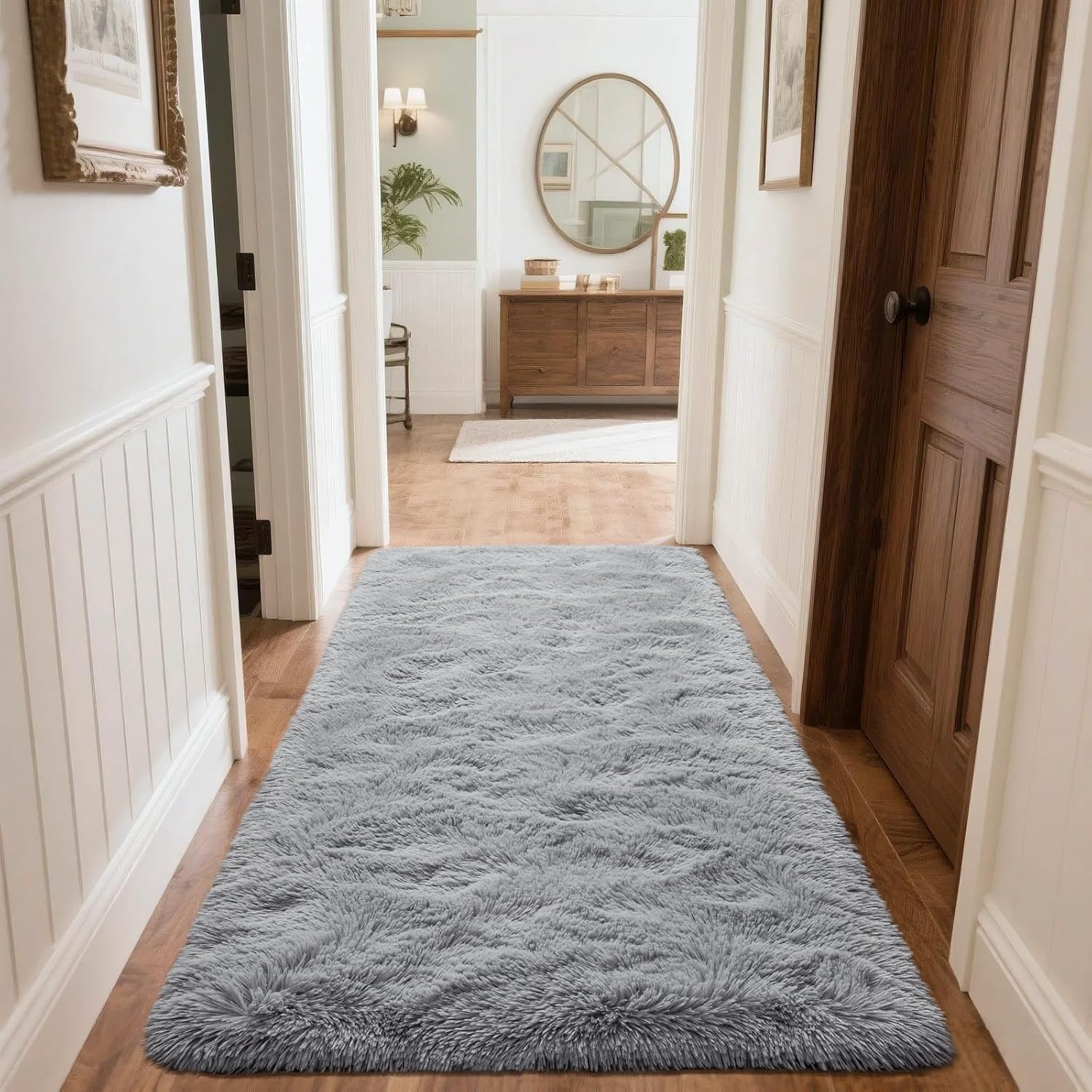 Runner Rug for Bedroom, 2x6 Soft Shag Fluffy Area Rugs for Girls Boy's Room, Plush Shaggy Carpet with Non-Slip Bottom for Living Room Dorm, Grey - Image 7