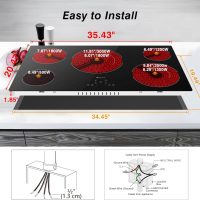 Electric Cooktop 36 Inch 5 Burners, Electric Stove Top, Built-in Ceramic Radiant Cooktop with Sensor Touch Control, Fast Heat, Multiple Safety Protection, 9000W with Hard Wire for 220V~240V - Image 5