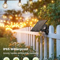Brightown 58FT Solar String Lights Outdoor with Remote Cable Ties and Hooks, Commercial Grade Patio Lights with 26 LED Shatterproof Bulbs, 3 Light Modes Hanging Light for Backyard Party Decor - Image 3