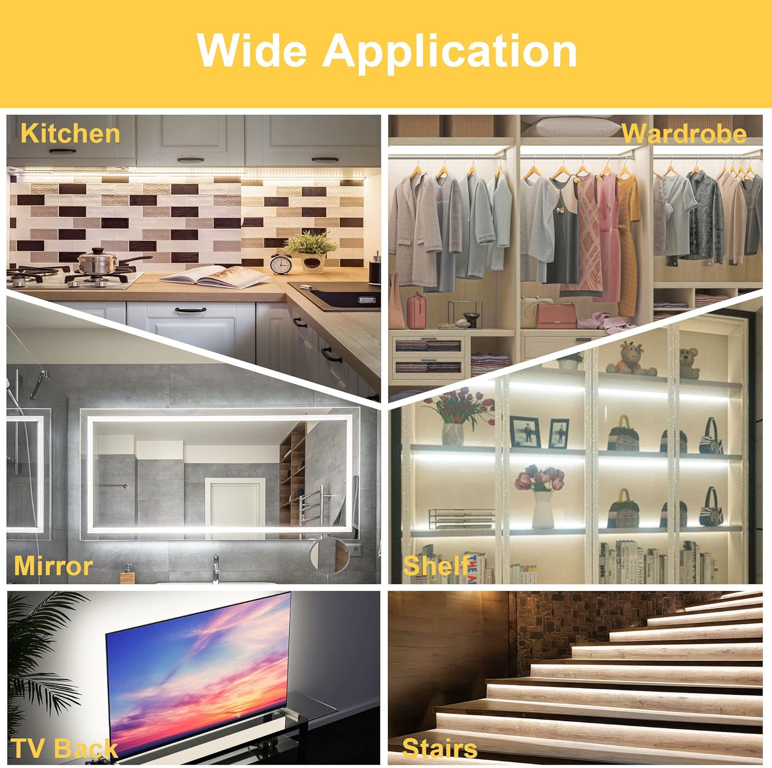 LAFULIT 8 PCS Under Cabinet Lighting Kit, Bright Under Cabinet Lights, Flexible Led Strip Lights with RF Remote and Power Adapter, for Kitchen Cabinet Shelf Desk Counter, 4000K Neutral White, 13ft - Image 3