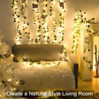 suddus Vine with Fairy Lights Battery Operated, 33ft100 LED Pothos String Lights with Remote, Leaf Lights for Bedroom, Room, Wall, Garden, Party, Wedding Decor(Warm White) - Image 6