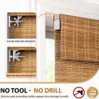 LazBlinds No Tools No Drill Cordless Bamboo Roman Shades, Custom Light Filtering Window Treatment, Roll Up Bamboo Blinds for Windows, Ceylon Light Russe - Image 2
