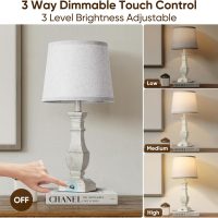 ROTTOGOON Dimmable Table Lamps Set of 2, Rustic Farmhouse Table Lamps for Living Room Bedroom, Bedside Desk Lamps for End Tables, Touch Lamps for Nightstand, 9W Bulbs Included, 22", Antique White - Image 4
