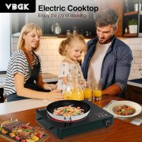 VBGK Electric Cooktop, 1800W Single Burner Induction Cooktop with 9 Power Levels, Timer and Knob Control, 110-120V - Image 2