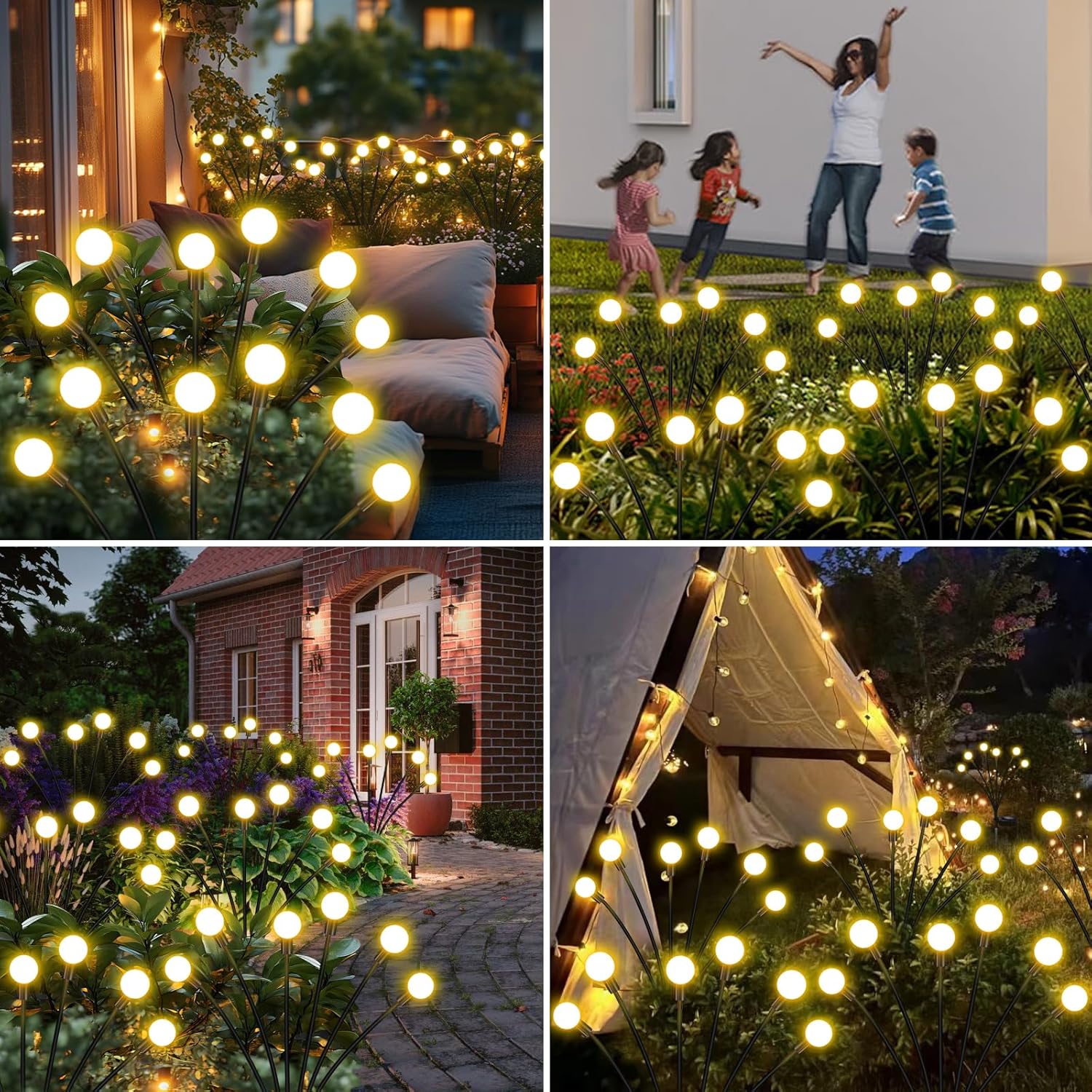 Solar Garden Lights Outdoor, 4 Pack Firefly Swaying Lights, Waterproof Garden Decor for Yard Patio Pathway Lawn, Gardening Gifts for Women Christmas Decoration - Image 7