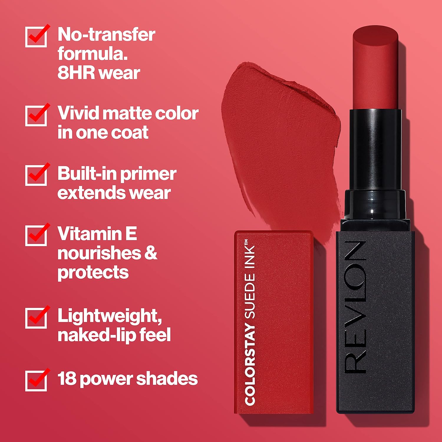 REVLON Lipstick, ColorStay Suede Ink, Built-in Primer, Infused with Vitamin E, Waterproof, Smudge-proof, Matte Color, 003 Want It All, 0.09 oz. - Image 2