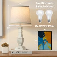 ROTTOGOON Dimmable Table Lamps Set of 2, Rustic Farmhouse Table Lamps for Living Room Bedroom, Bedside Desk Lamps for End Tables, Touch Lamps for Nightstand, 9W Bulbs Included, 22", Antique White - Image 3