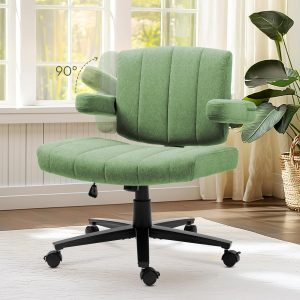 Criss Cross Ergonomic Office Chair: 360° Swivel, Adjustable Lumbar Support & Armrests, Heavy-Duty Fabric (Green)