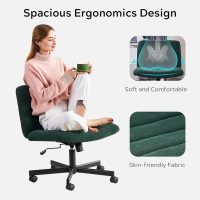 Crossleg Chair with Wheels Wide Seat Home Desk Criss Computer Chair Velvet Swivel Side Vanity Chair Green for Girl - Image 3