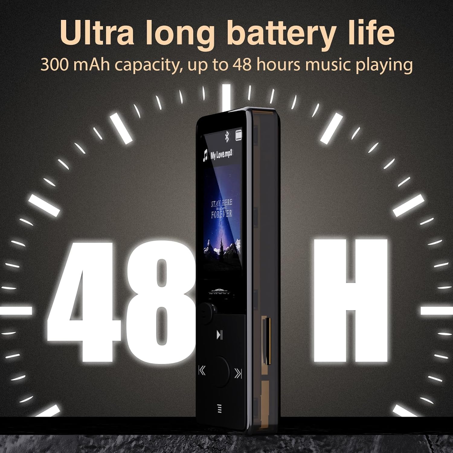 64GB Mp3 Player with Bluetooth 5.3 HiFi Sound, Mp3 Player with FM Radio, Mini Music Player for Kids Adults, Earphones Included, TF Card can be Inserted - Image 4
