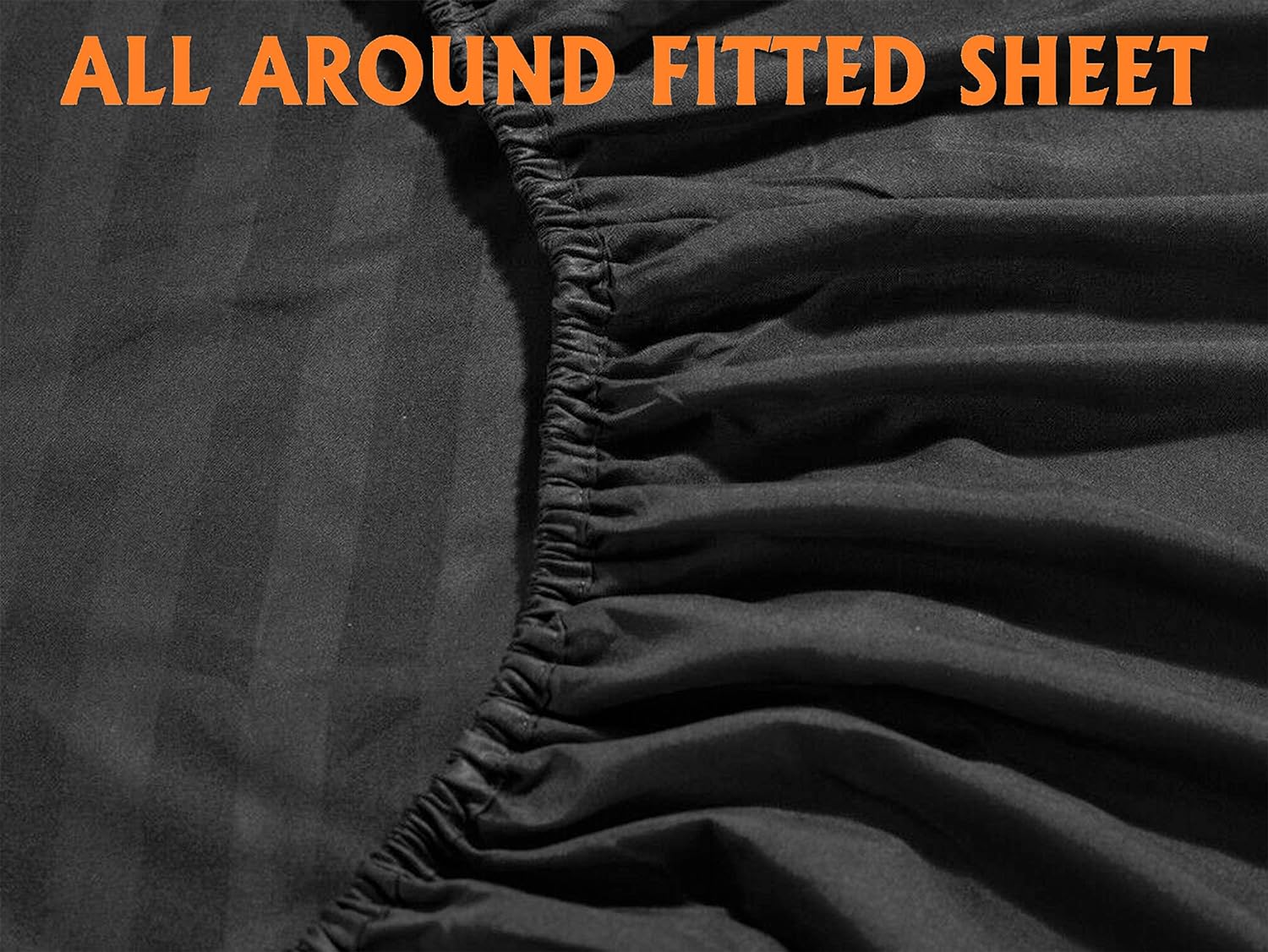 Elegant Comfort Best, Softest, Coziest 6-Piece Sheet Sets! - 1500 Premier Hotel Quality Luxurious Wrinkle Resistant 6-Piece Damask Stripe Bed Sheet Set, Queen Black - Image 4