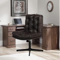 Adjustable Swivel Armless Home Office Desk Chair L Shape, Criss Cross Chair with Lumbar Support for Small Space, Home, Office, Dressing Room, Bedroom(Dark Cocoa) - Image 2