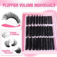 Fluffier Lash Clusters Thick Volume Lash Extension 10-18mm Cluster Eyelash Extensions DIY Individual Lashes Wispy at Home Pestañas Pelo a Pelo by ALPHONSE (60D+80D+100D, 300pcs) - Image 4