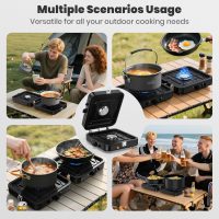 Camp Stove Propane, 2 Burner Folding Propane Camping Stove with Carrying Bag, Adjustable High Heat Burners & Piezo Push-Button Instant Ignition, Outdoor Tailgating, Backyard BBQ Camping Essentials - Image 7