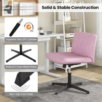 GOFLAME Criss Cross Office Chair, Swivel Cross Legged Office Desk Chairs with Wide Seat and Rocking Function, Height Adjustable Armless Computer Desk Chair for Home Office, Bedroom, No Wheels, Pink - Image 6