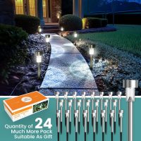 GIGALUMI 24 Pack Solar Path Lights Outdoor,Solar Lights Outdoor Waterproof,Stainless Steel LED Landscape Lighting,Solar Garden Lights for Driveway,Pathway,Patio,Yard - Image 4