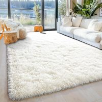 5x7ft Fluffy Fuzzy Area Rug for Living Room Bedroom, Ultra Soft Rugs for Living Room, Modern Shaggy Carpets Rug for Boys Girls Dorm Nursery Home Decor Aesthetic, Upgrade Non-Slip Durable, Cream White - Image 7
