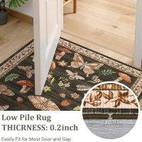 Mushroom Washable Rug 5x7 Area Rugs for Living Room, Insect Print Rug for Bedroom, Non Slip Throw Carpet with Rubber Back, Soft Low Pile Dining Room, Brown - Image 4