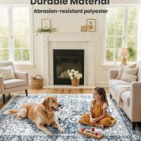 AMADA HOMEFURNISHING 5x7 Area Rugs, Washable Living Room Rug Low-Profile with Non-Slip Backing & Durable Edge Binding, Vintage 5x7 Rugs for Living Room, Bedroom, Dinning Room - Image 3