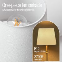 ONEWISH Cordless Lamp-Battery Operated Table lamp, 4000mAh Rechargeable, Stepless Dimmable, Small Touch Bedside Lamp with Fabric Shade, for Dining, Patio, Bathroom(Gold) - Image 5