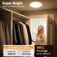 Rechargeable Ceiling Light No Wiring - Battery Operated Led Lights for Bedroom with Remote, Wireless Closet Lights Motion Sensor Night Light Indoor, Living Room Bathroom Home & Kitchen Decor Lighting - Image 3