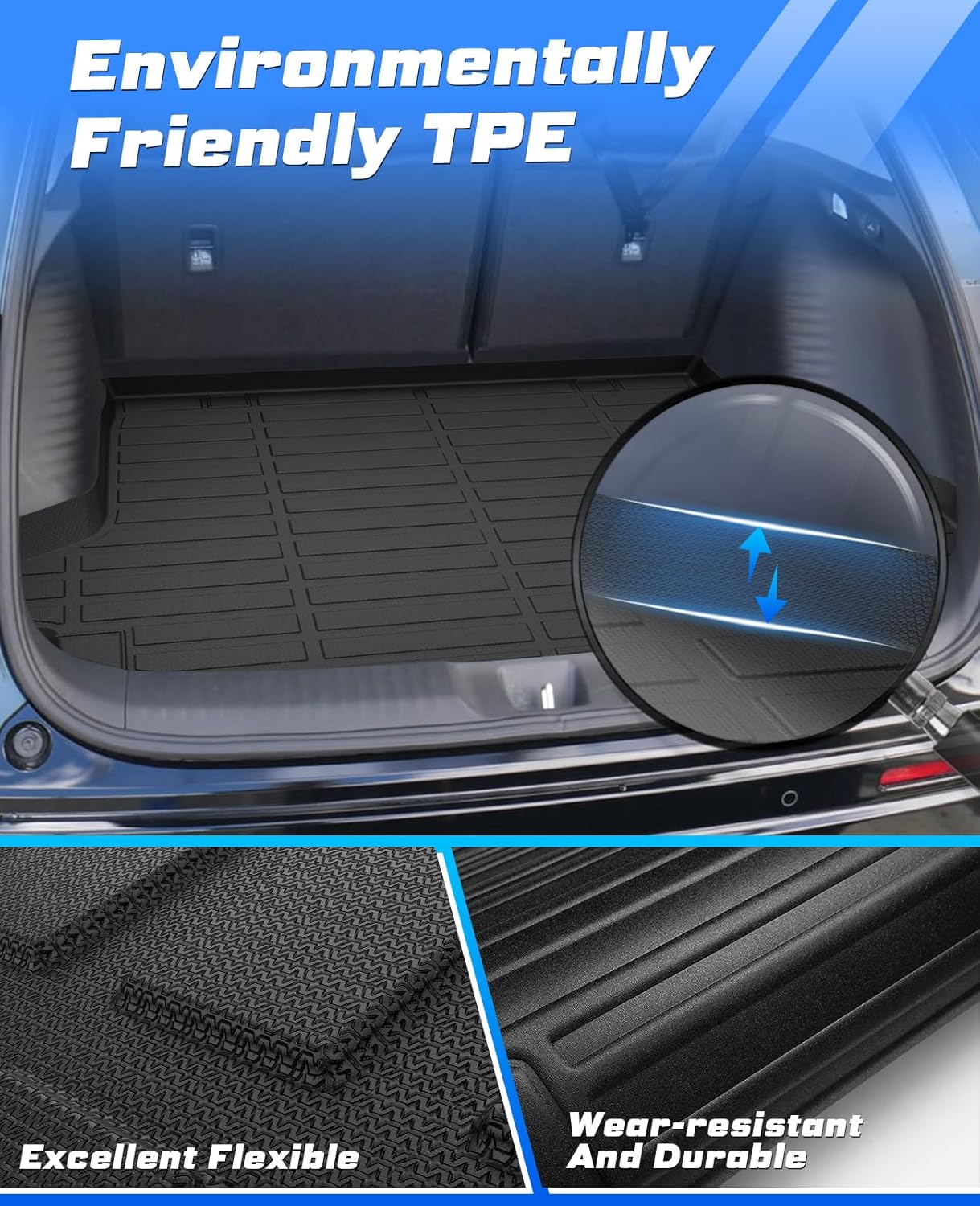 Cargo Liner for Honda HR-V 2023 2024 2025 HRV Hybrid Accessories TPE Cargo Mat All Weather HRV Rear Cargo Trunk Mat Waterproof Black - Image 4