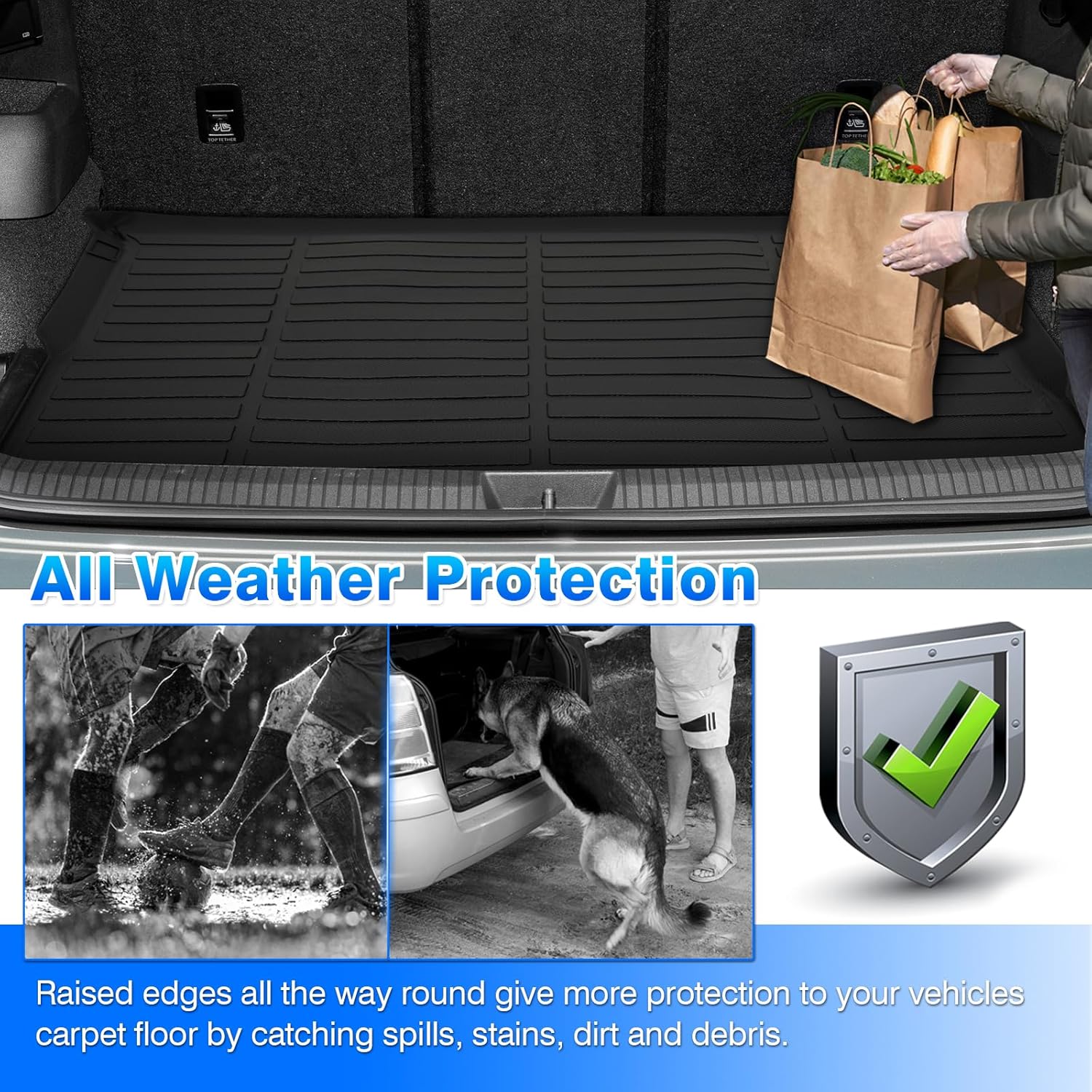 Floor Mats for Volkswagen Tiguan 2018-2023 2024 (Only for 5 Seater) All Weather Cargo Liner for Tiguan Accessories TPE Car Floor Mats Carpet Protection - Image 6