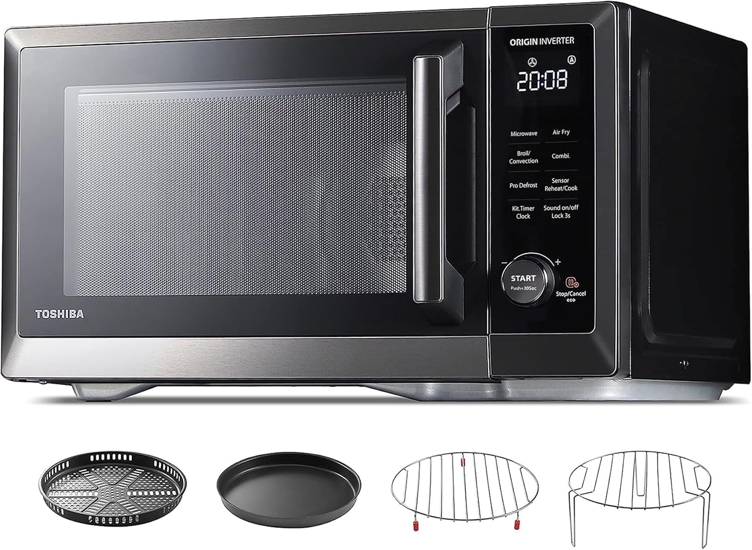 TOSHIBA Countertop Microwave Oven Air Fryer Combo, Inverter, Convection, Broil, Speedy Combi, Even Defrost, Humidity Sensor, Mute Function, 27 Auto Menu&47 Recipes, 1.0 cu.ft/30QT, 1000W