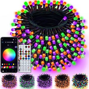 240LED Smart Color Changing Halloween Lights App Controlled, 95FT Waterproof RGB Xmas String Light Music Sync Multiple Modes, Christmas Lights with Remote & Timer Indoor Outdoor Halloween Decorations