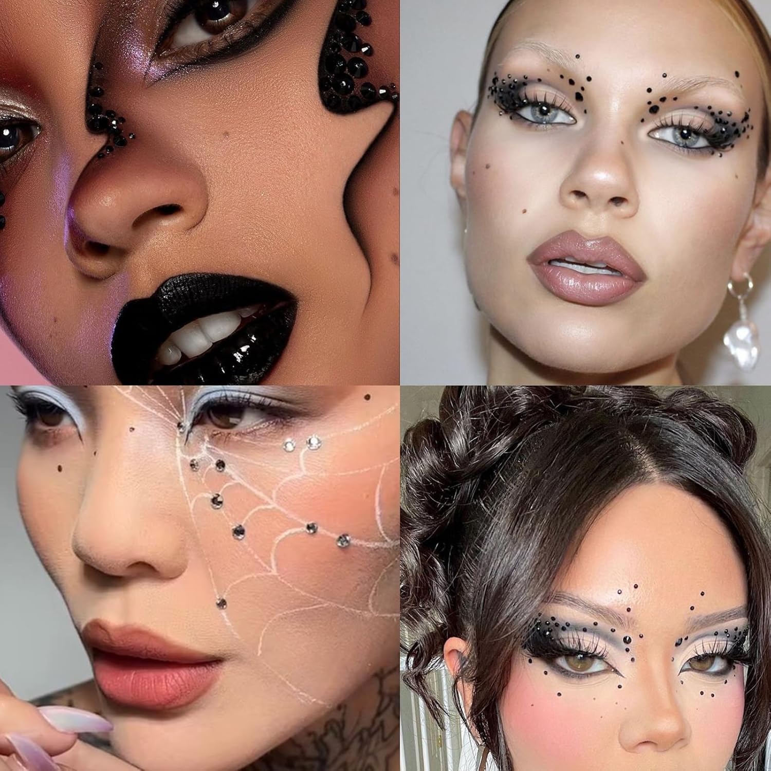NOOEPC 3D Spider Web Face Gems, Halloween Makeup Face Jewels for Women, Hair Gems Clear Face Rhinestones, Halloween Makeup for Women Face Stickers Spider Costume - Image 5