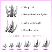 VEYESBEAUTY Lash Clusters Eyelash Extensions Thin & Invisible Band DIY Individual False Eyelashes Newbie's Five-Second Series Wispy Lash Tray for Self-application, Manga Lashes 8-18mm Mixed Length - Image 3