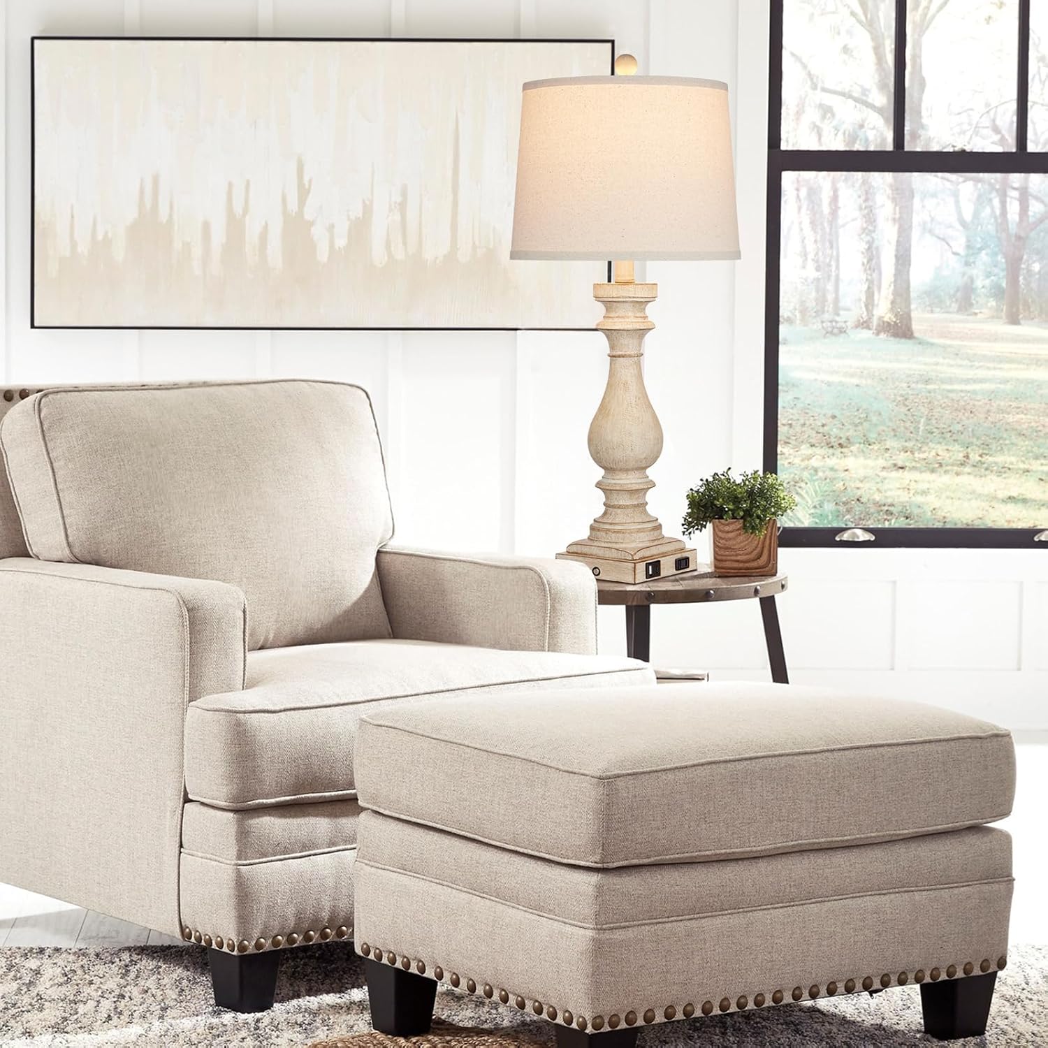 29" Tall Table Lamp for Living Room Set of 2,Vintage Bedside Nightstand Lamps with USB C+A Ports & AC Outlet,3-Way Dimmable Touch Control Desk Lamp for Bedroom,Color 1 - Image 7