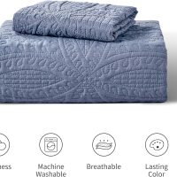 Love's cabin Twin Quilt Set Blue Bedspreads - Soft Bed Summer Lightweight Bedspread Comforter - Modern Style Coin Pattern Coverlet for All Season - 2 Pieces (1 Quilt, 1 Pillow Sham) - Image 7