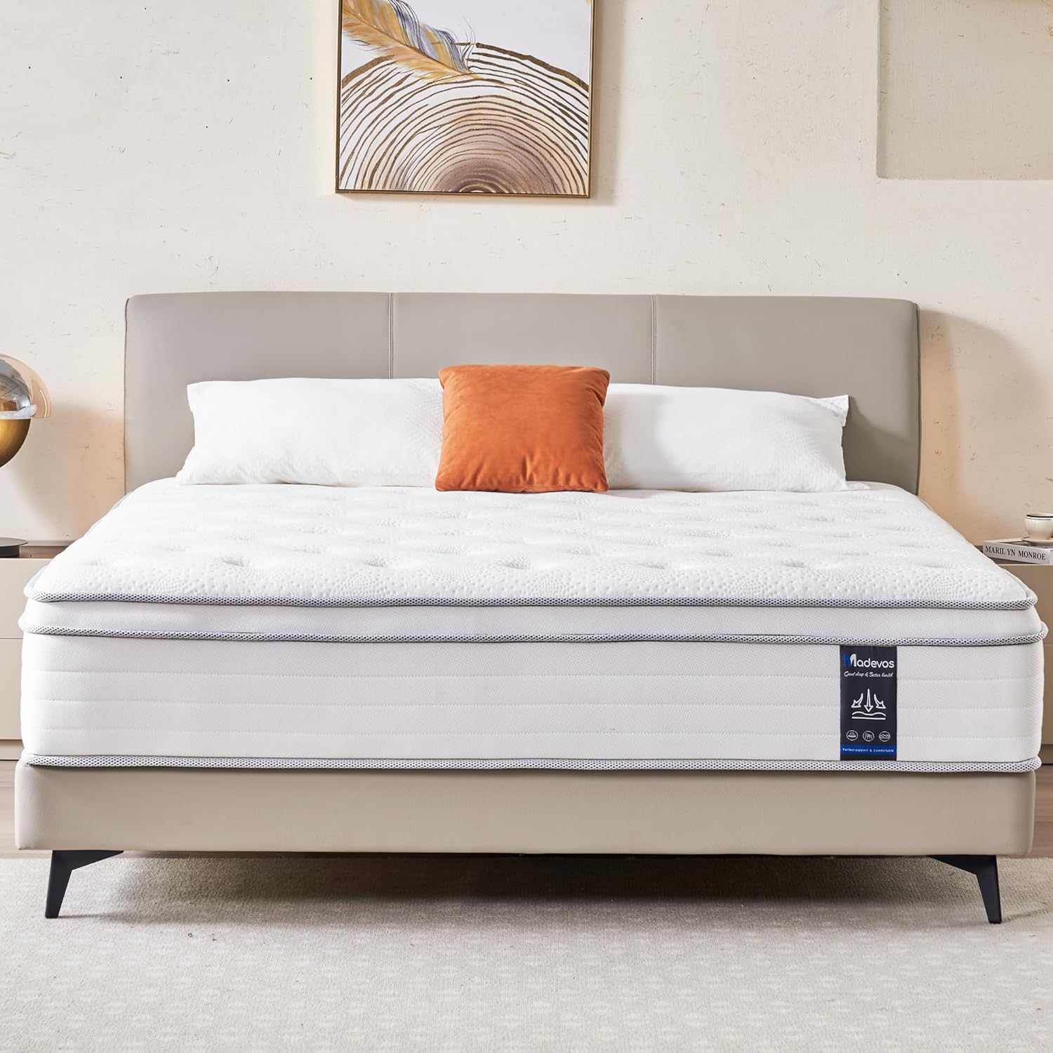 Queen Mattress, 14 Inch Hybrid Mattress in a Box, Memory Foam and Individual Pocket Springs, Fiberglass Free, Soft and Breathable, Medium Firm Feel - Image 6