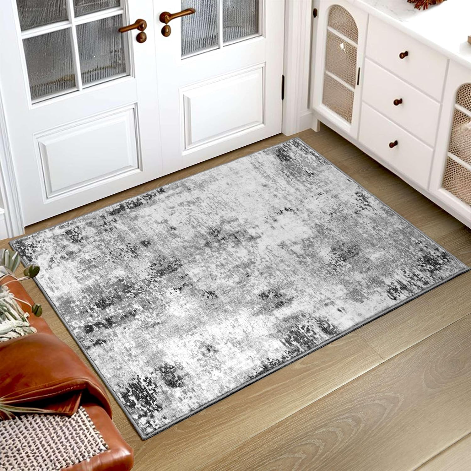 Entryway Rug 3x5 Grey Bedroom Area Rug Washable Non Slip Abstract Boho Rugs for Indoor Entry, Kitchen, Classroom, Bathroom, Kids Girls Room, Office, College Dorm Small Carpet - Image 9