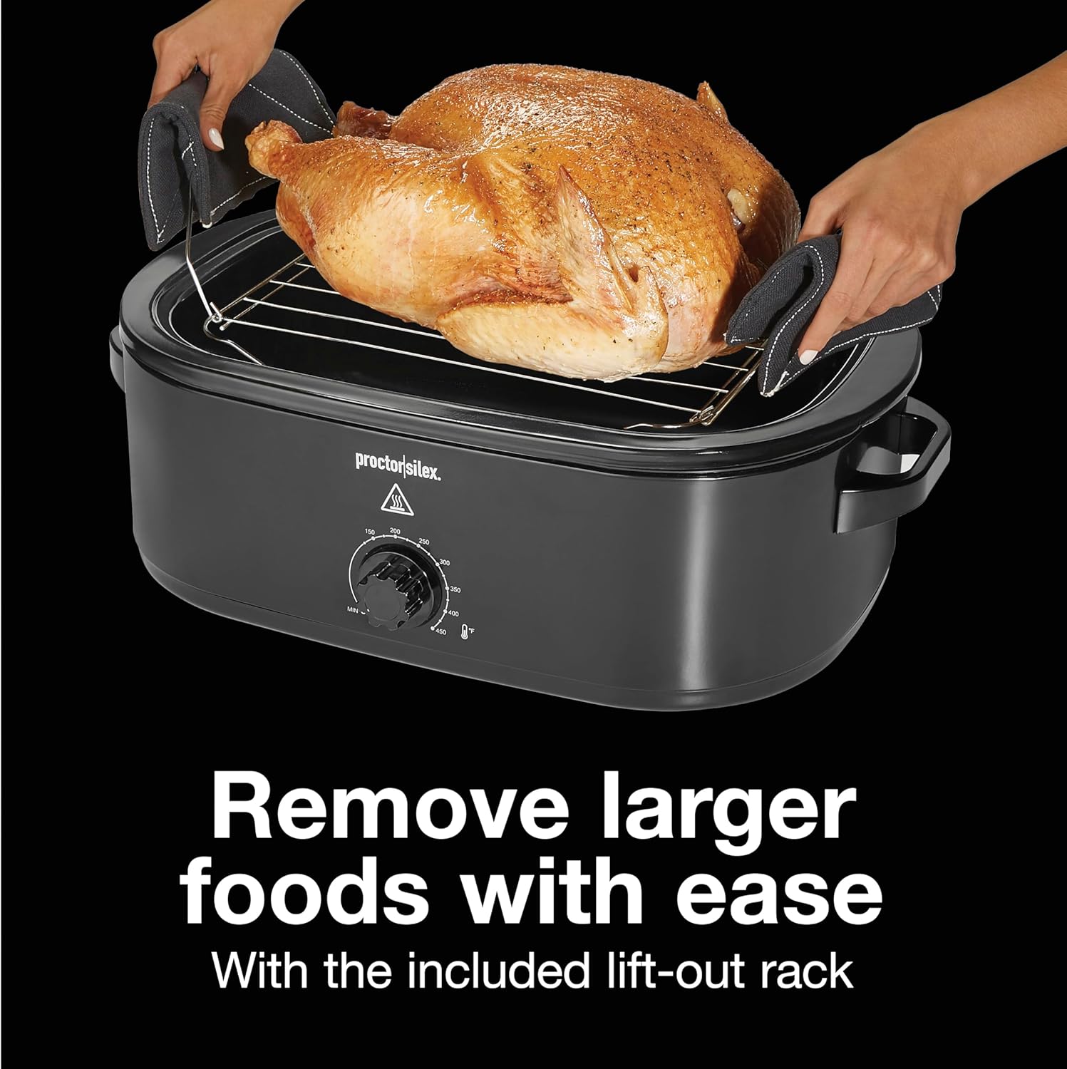 Proctor Silex 24-Pound Electric Roaster Oven with Variable Temperature Control, Self-Basting Lid & Removable Pan, 18 Quart, Black (32211) - Image 6