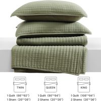 WRENSONGE King Size Quilt-3 Pieces Lightweight Bedspreads Olive Green King Quilt Bedding Set for All Seasons, Soft Summer Coverlet with 2 Pillow Shams Suitable for Bed, Couch, Quilt Blanket - Image 9