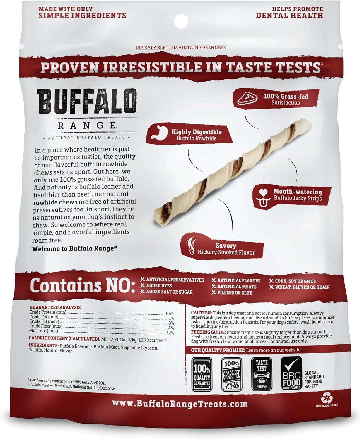 Buffalo Range Rawhide-Free Dog Treats – Natural Jerky Twists Made with Grass-Fed Buffalo – Hickory Smoked Flavor High Protein Chews for Dogs – Healthy Rawhide Alternative – 40 Count - Image 7