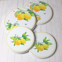 Reston Lloyd, Burner Covers For Electric Stovetop, Decorative Lightweight Tin Covers, Set of 4 (2-8 inch & 2-10 inch), Conceals Messy Drip Pans, Fresh Lemons - Image 2